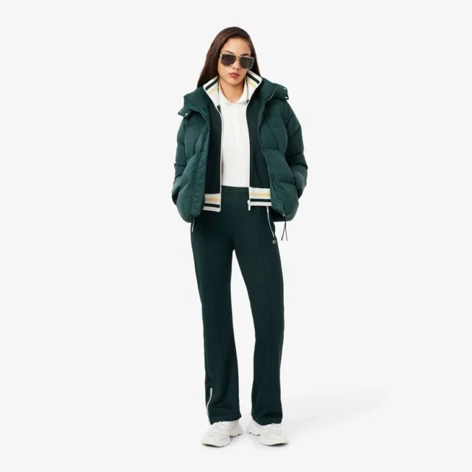 Camisola com fecho e detalhes em riscas para mulher