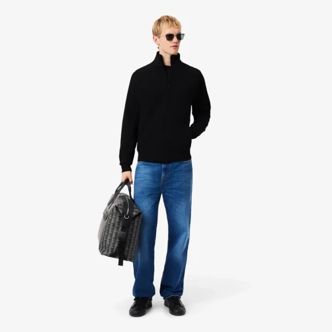 Camisola com fecho em jersey dupla face para homem