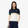 Camisola com gola de polo às riscas para mulher, fabricada em França