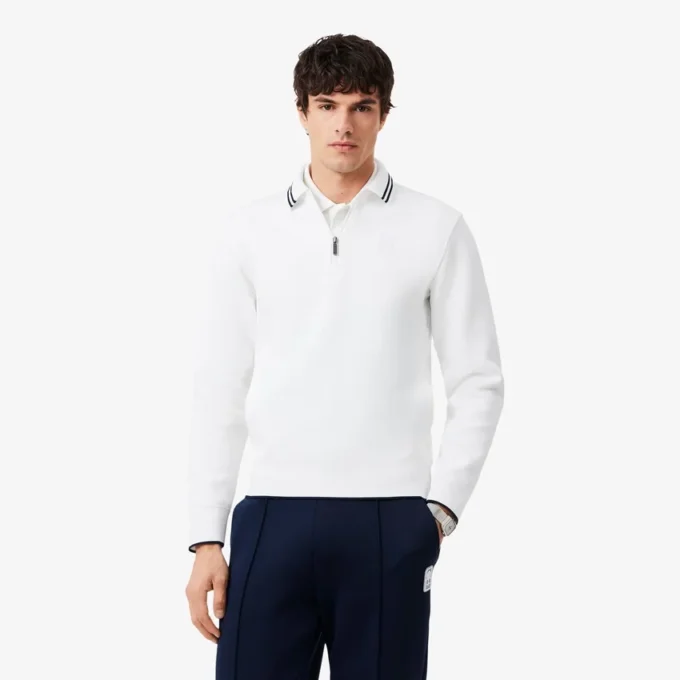 Camisola com gola polo e fecho de correr Tennis Heritage