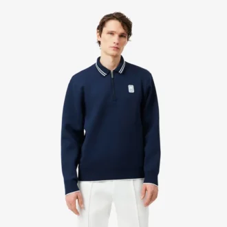 Camisola com gola polo e fecho de correr Tennis Heritage