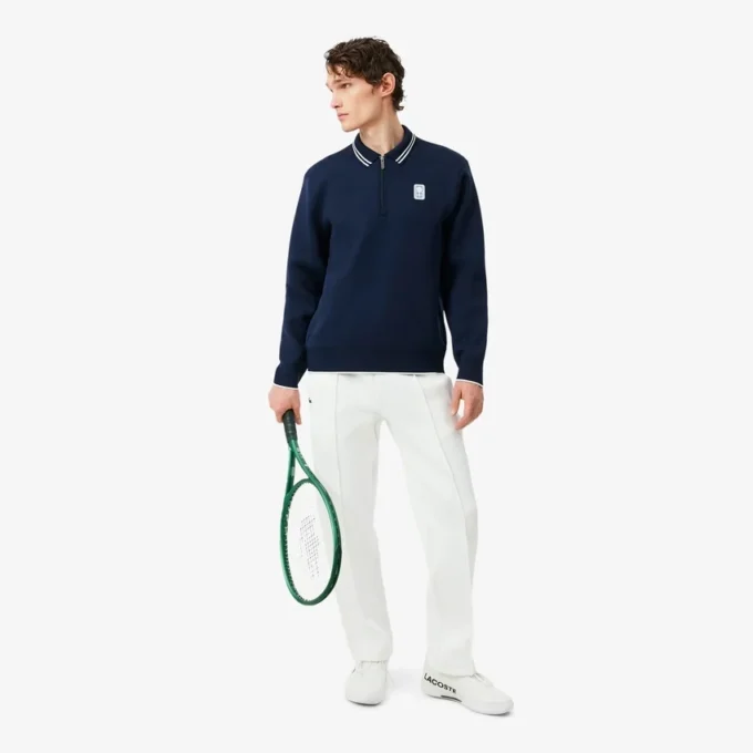 Camisola com gola polo e fecho de correr Tennis Heritage