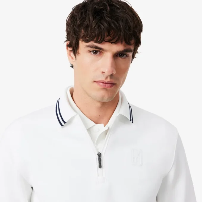 Camisola com gola polo e fecho de correr Tennis Heritage