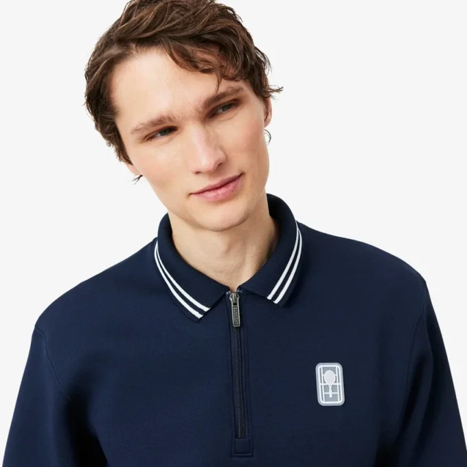 Camisola com gola polo e fecho de correr Tennis Heritage