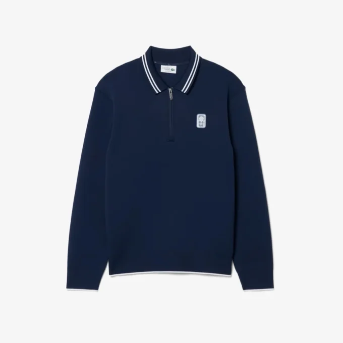 Camisola com gola polo e fecho de correr Tennis Heritage