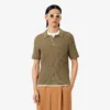 Camisola com gola polo e malha trançada da coleção de passerelle