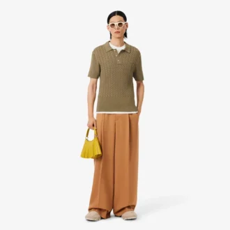 Camisola com gola polo e malha trançada da coleção de passerelle