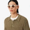 Camisola com gola polo e malha trançada da coleção de passerelle