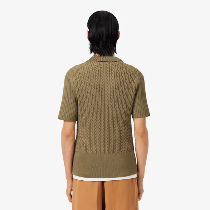 Camisola com gola polo e malha trançada da coleção de passerelle