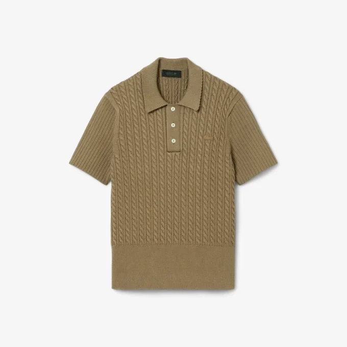 Camisola com gola polo e malha trançada da coleção de passerelle