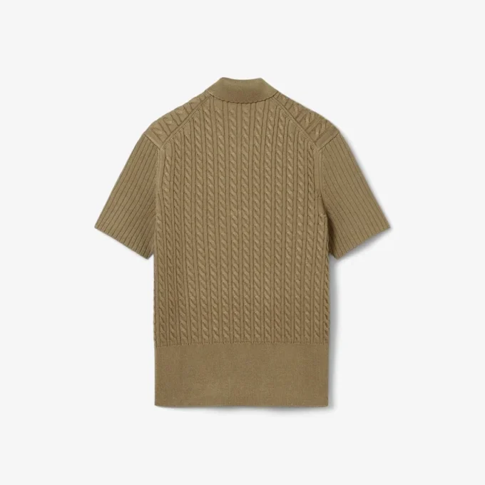 Camisola com gola polo e malha trançada da coleção de passerelle