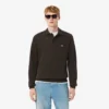 Camisola com gola polo em algodão canelado para homem