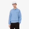 Camisola com gola polo em algodão canelado para homem