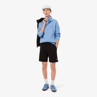 Camisola com gola polo em algodão canelado para homem
