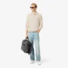 Camisola com gola polo em algodão canelado para homem