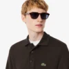 Camisola com gola polo em algodão canelado para homem