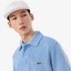 Camisola com gola polo em algodão canelado para homem