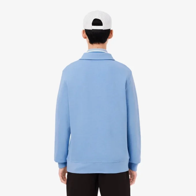 Camisola com gola polo em algodão canelado para homem