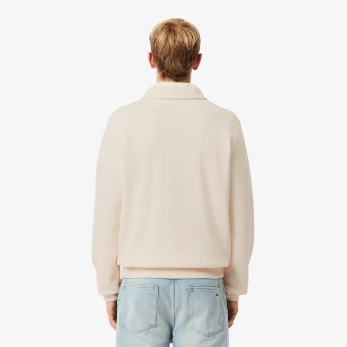 Camisola com gola polo em algodão canelado para homem
