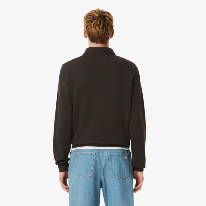 Camisola com gola polo em algodão canelado para homem