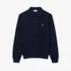 Camisola com gola polo em algodão canelado para homem