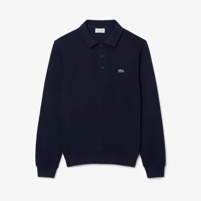Camisola com gola polo em algodão canelado para homem