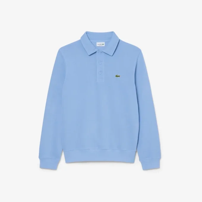 Camisola com gola polo em algodão canelado para homem