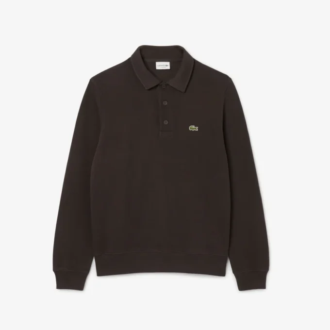 Camisola com gola polo em algodão canelado para homem
