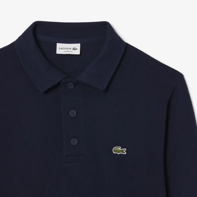 Camisola com gola polo em algodão canelado para homem