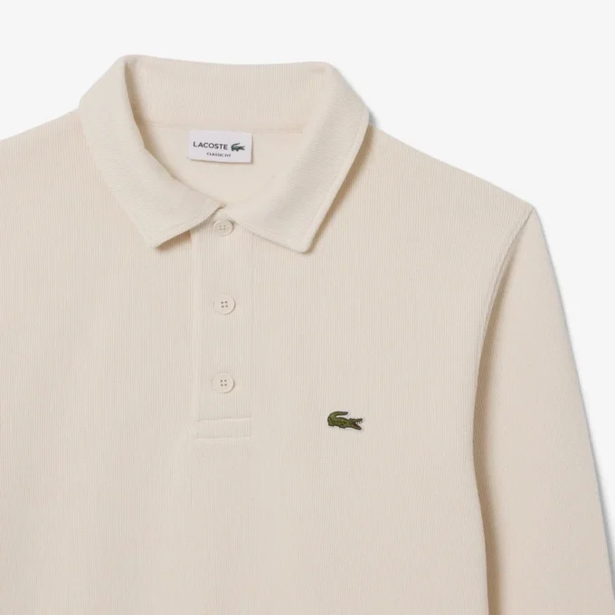 Camisola com gola polo em algodão canelado para homem