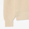 Camisola com gola polo em malha canelada com detalhes em pérola