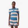 Camisola com gola polo em malha de malha de malha às riscas