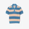 Camisola com gola polo em malha de malha de malha às riscas