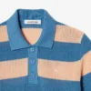 Camisola com gola polo em malha de malha de malha às riscas
