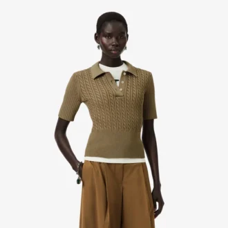 Camisola com gola polo em malha trançada Runway