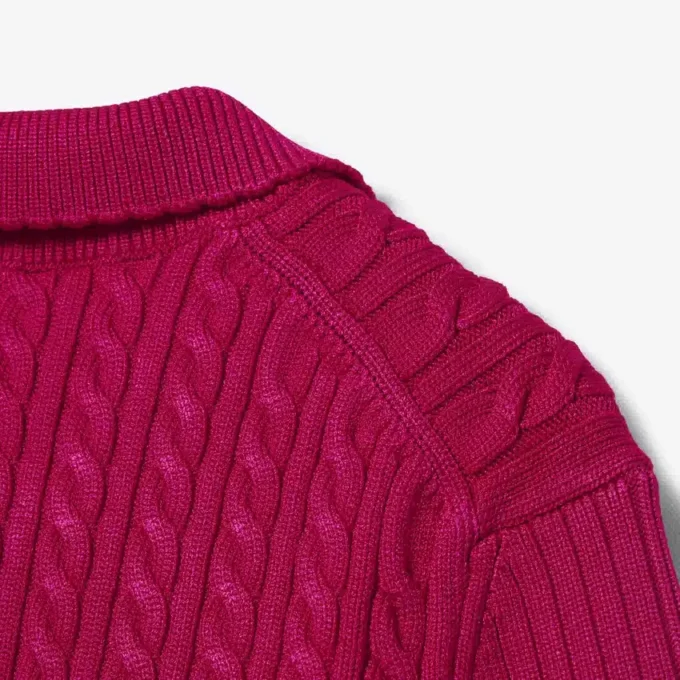 Camisola com gola polo em malha trançada Runway