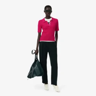 Camisola com gola polo em malha trançada Runway