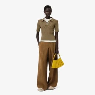 Camisola com gola polo em malha trançada Runway
