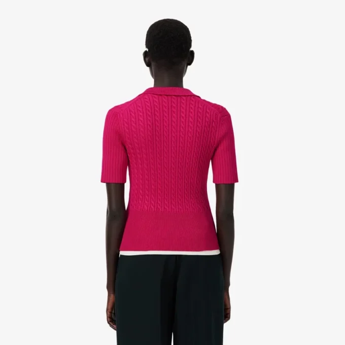 Camisola com gola polo em malha trançada Runway
