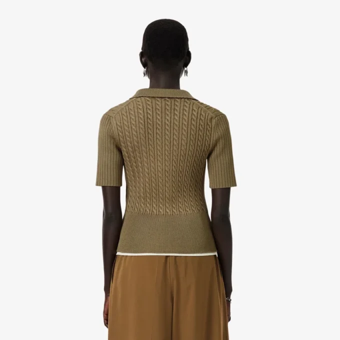 Camisola com gola polo em malha trançada Runway