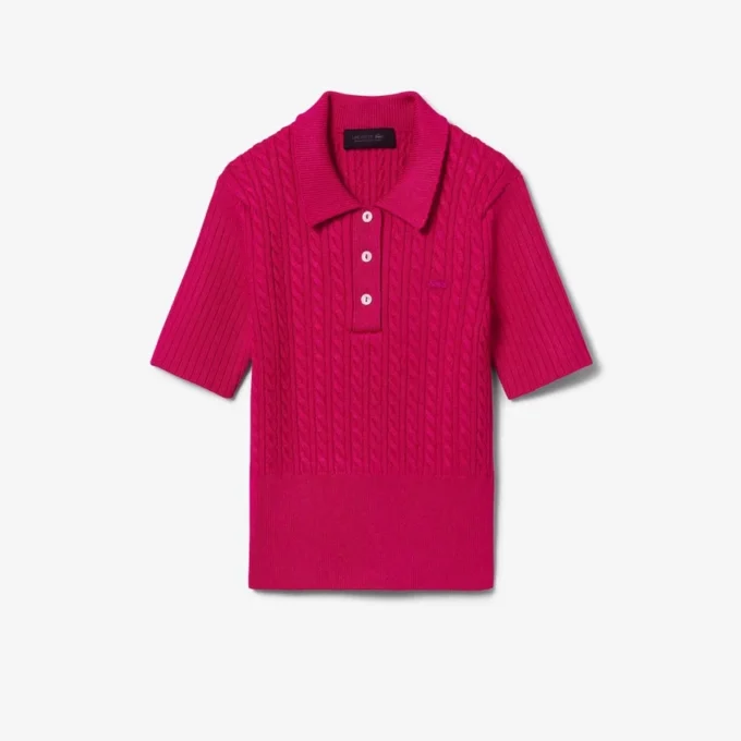 Camisola com gola polo em malha trançada Runway