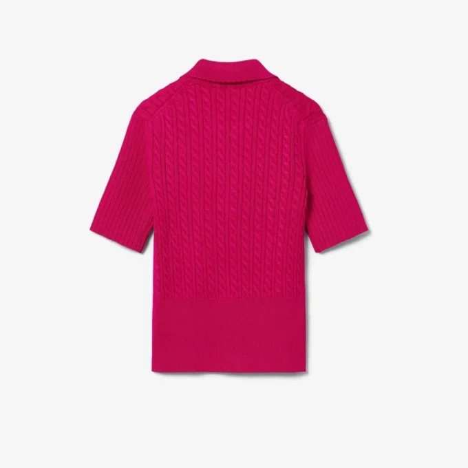 Camisola com gola polo em malha trançada Runway
