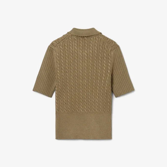 Camisola com gola polo em malha trançada Runway