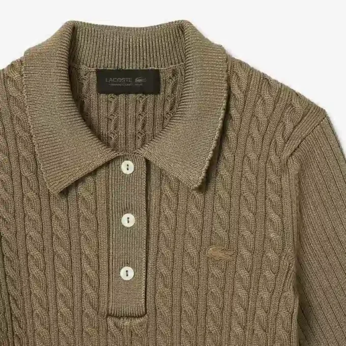 Camisola com gola polo em malha trançada Runway