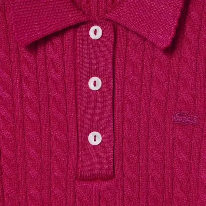Camisola com gola polo em malha trançada Runway