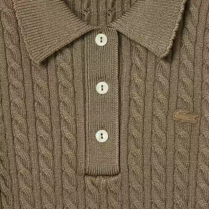 Camisola com gola polo em malha trançada Runway