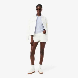 Camisola com gola polo em malha trançada às riscas