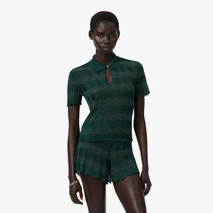 Camisola com gola polo em ponto Pointelle da coleção Runway