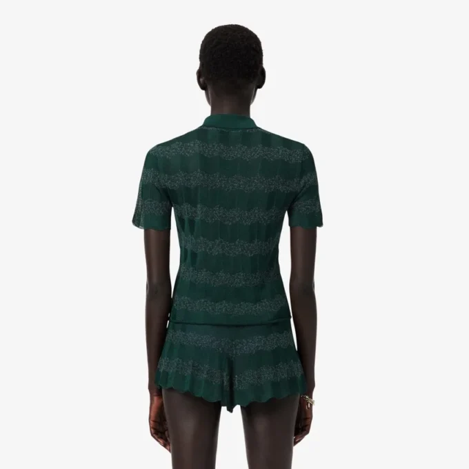 Camisola com gola polo em ponto Pointelle da coleção Runway