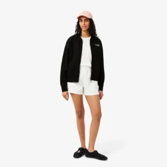 Camisola com zíper e emblema, corte descontraído